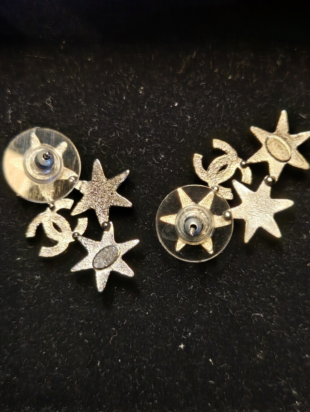 #147 CHANEL Star CC Earrings Silver, 2016 pierced - AUTHENTIC CHANEL - Picture 12 of 14